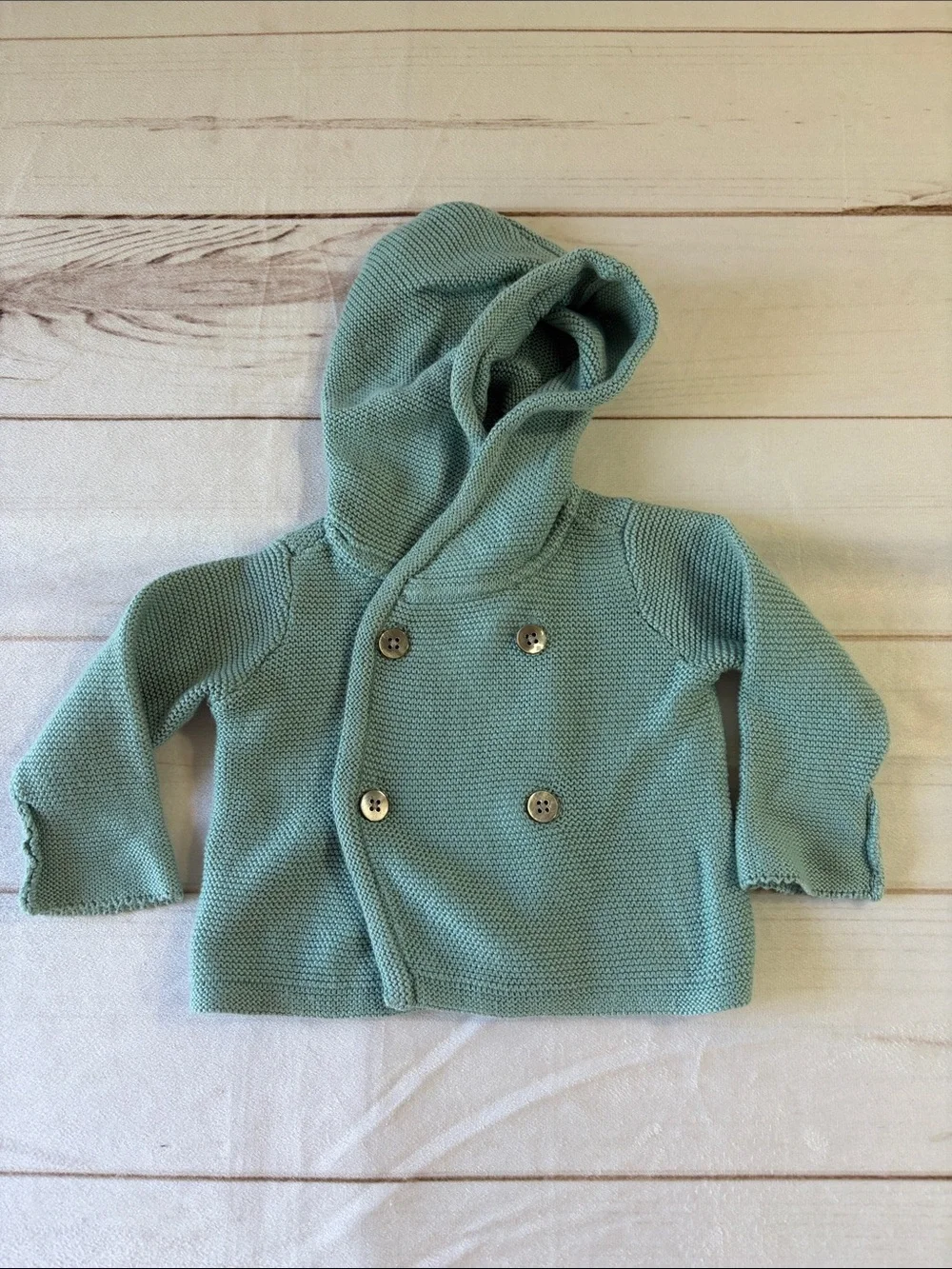 Tea Collection Mint Green Hooded Baby Sweater + Striped Knit Pants